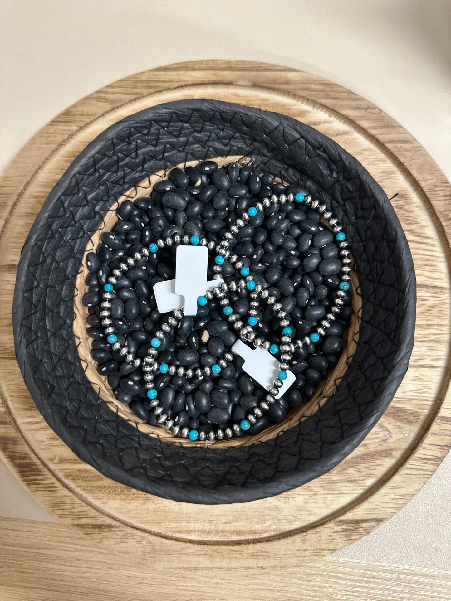 Turquoise & Pearl Stretch Bracelet