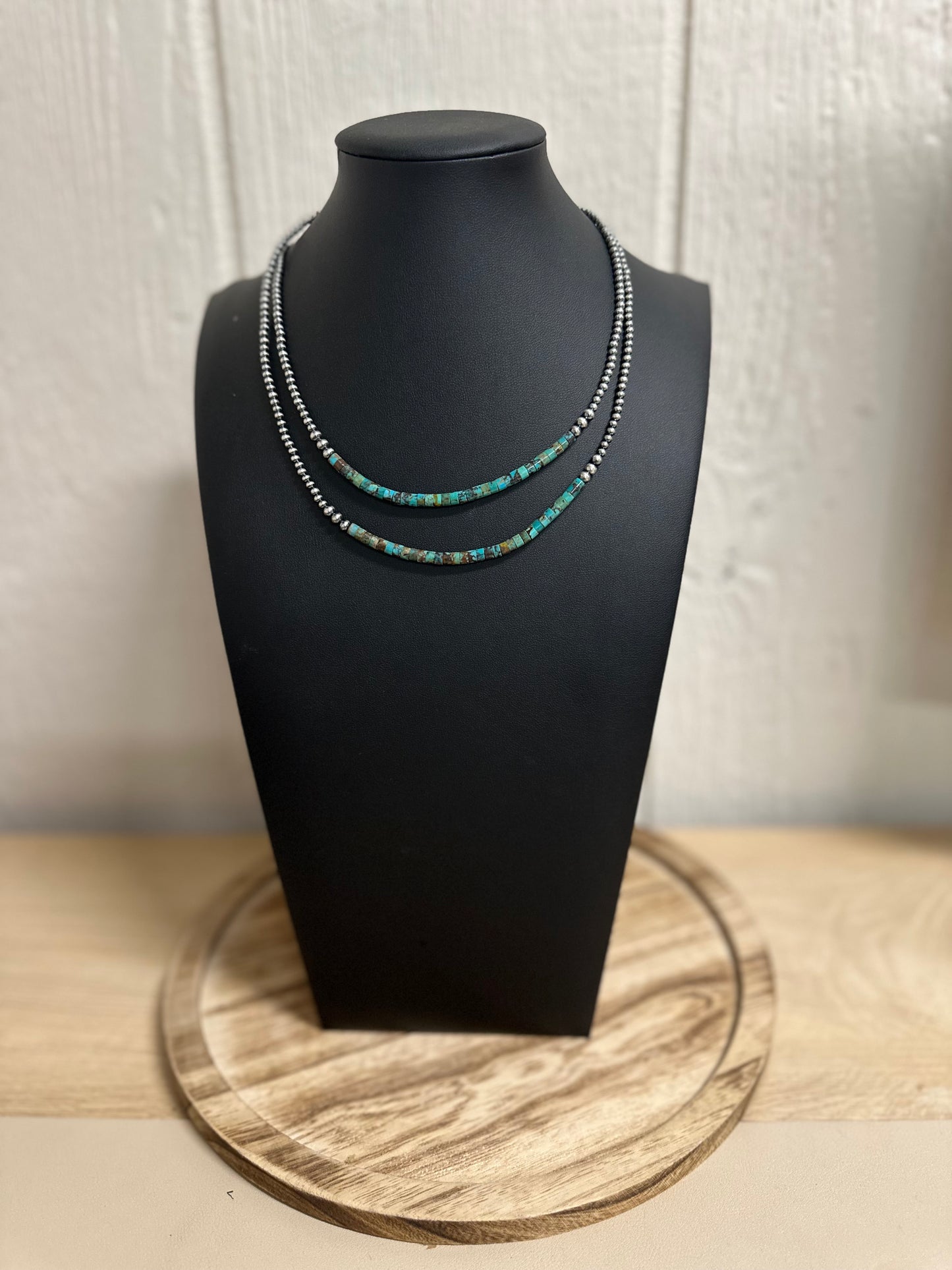 Turquoise Heishi & Pearl Necklace