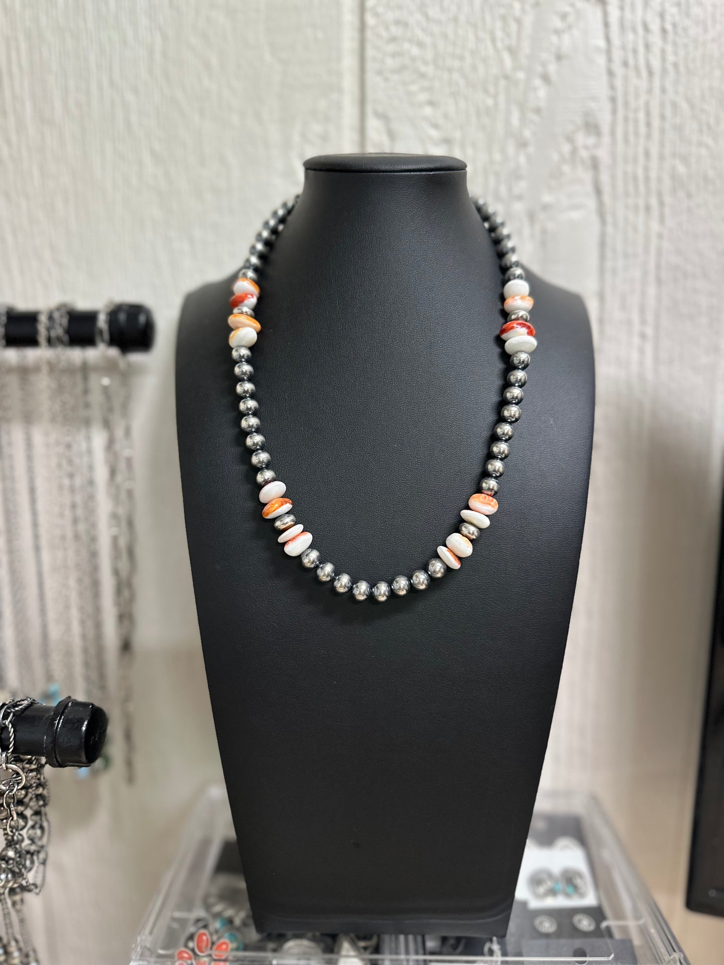 Orange Spiny & Pearl Necklace