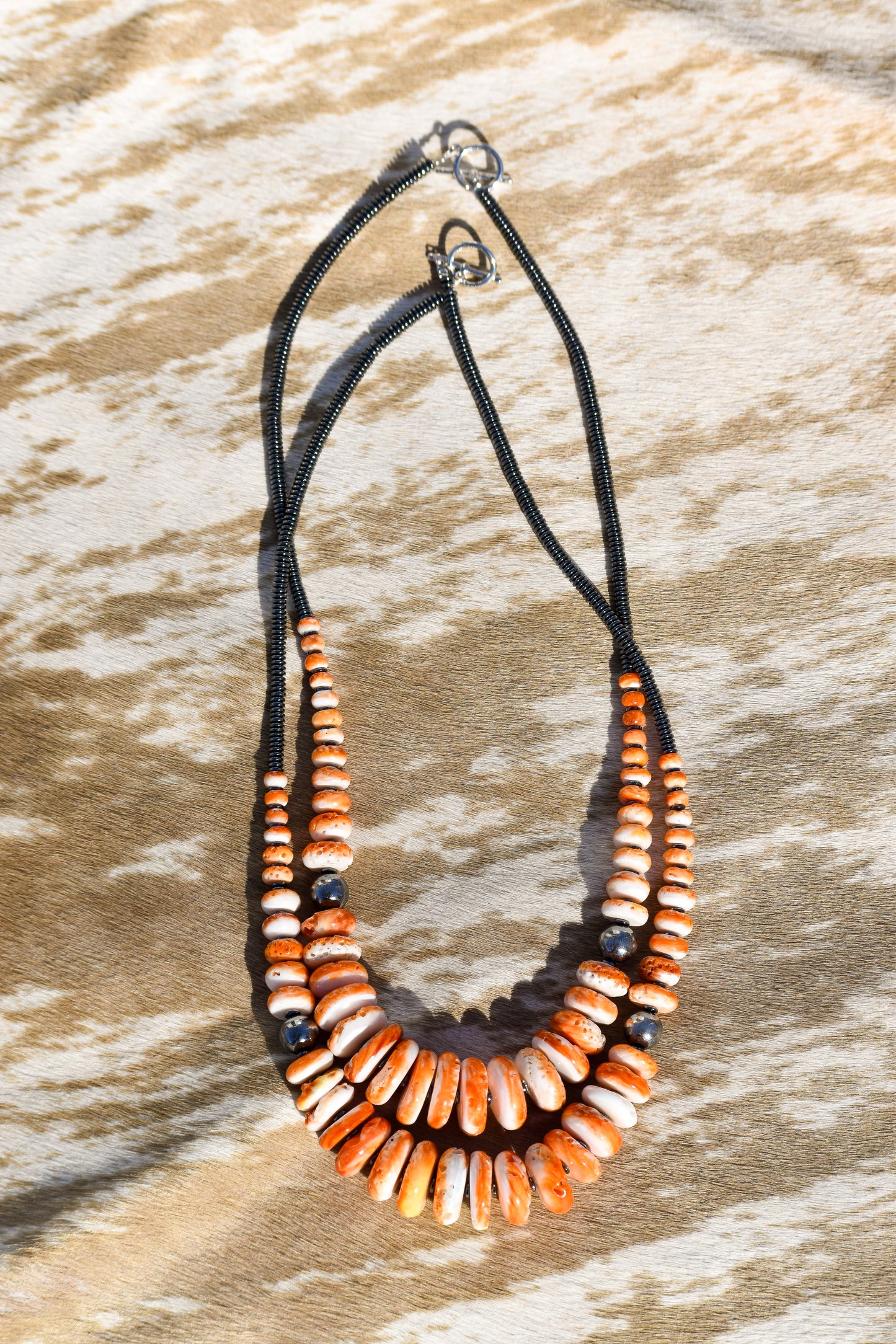 Orange Spiny Graduated Necklace