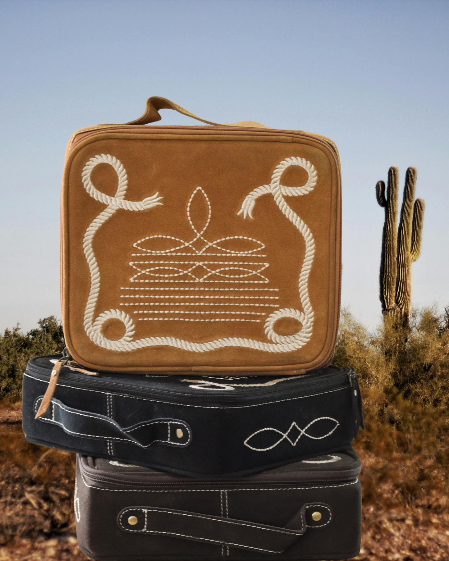 Tan Boot Stich Jewelry Case