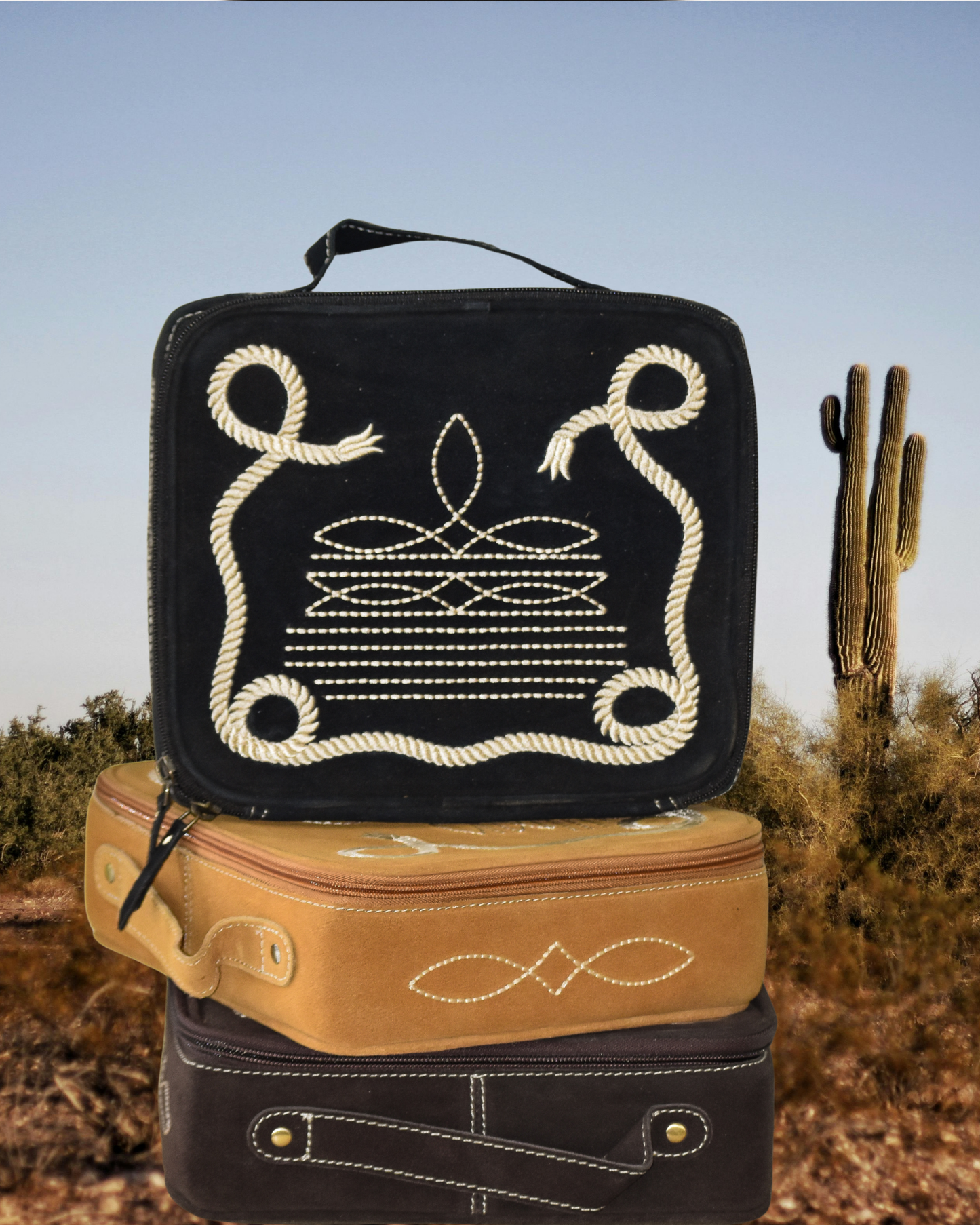 Black Boot Stich Jewelry Case