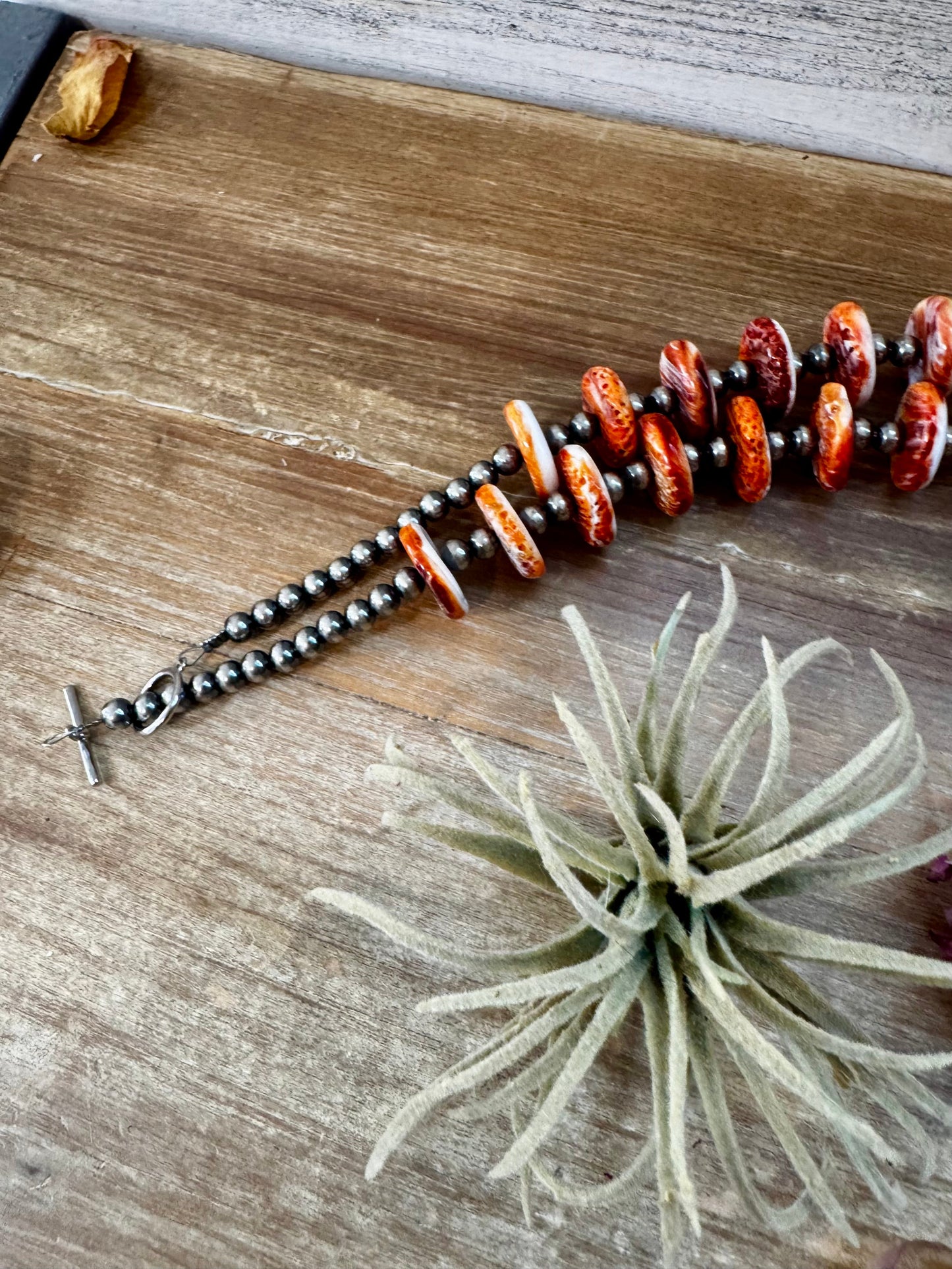 NFR Collection Necklace – 6mm Sterling Silver Pearls with 16mm Spiny Oyster – 38"