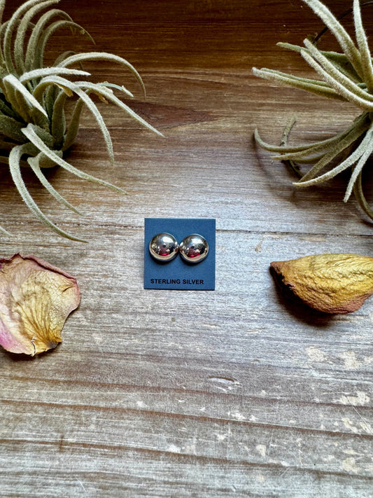 Simple Sterling Silver Stud Earrings – 10mm Round