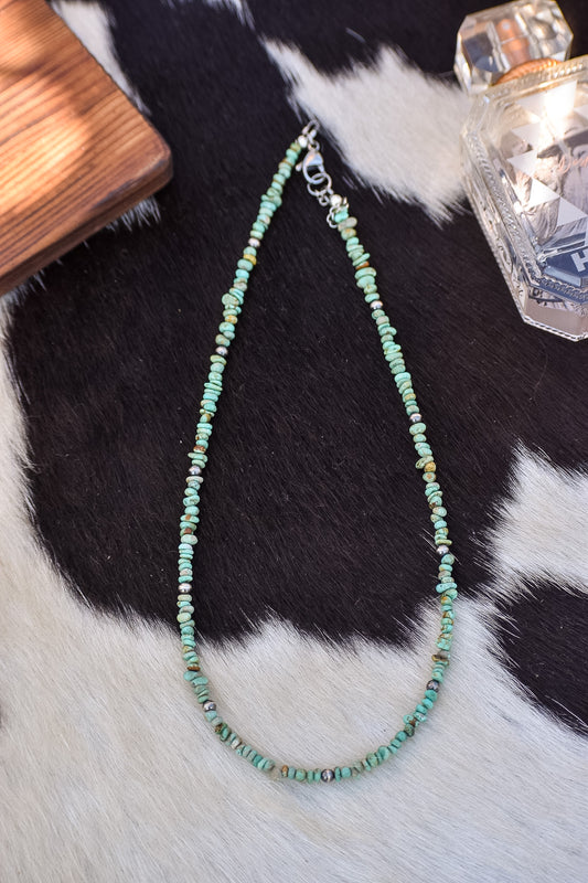 Turquoise Chip & Pearl Necklace