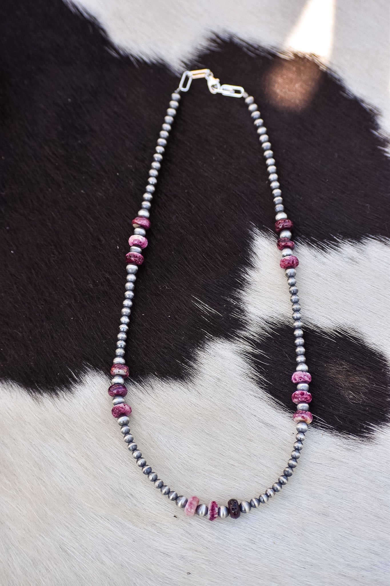 Graduated Purple Spiny & Pearl Necklace