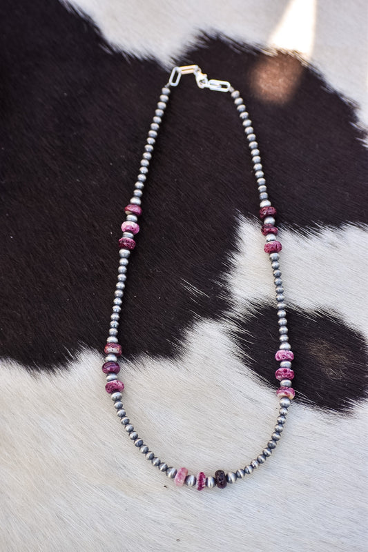 Graduated Purple Spiny & Pearl Necklace