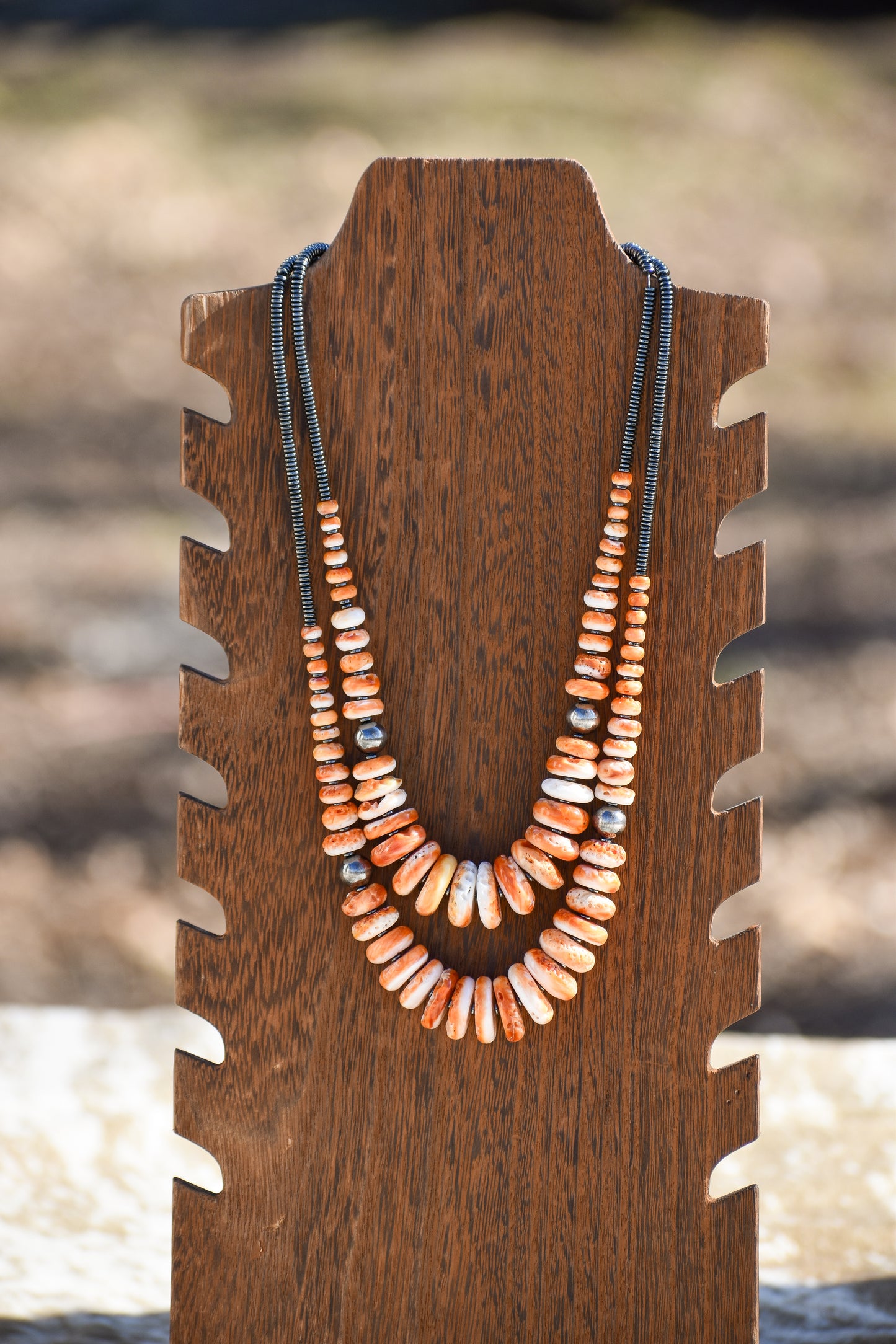Orange Spiny Graduated Necklace