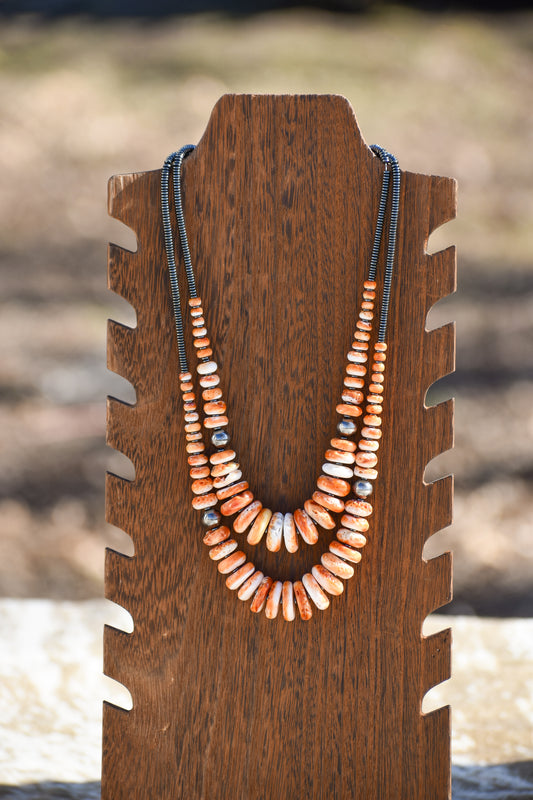 Orange Spiny Graduated Necklace