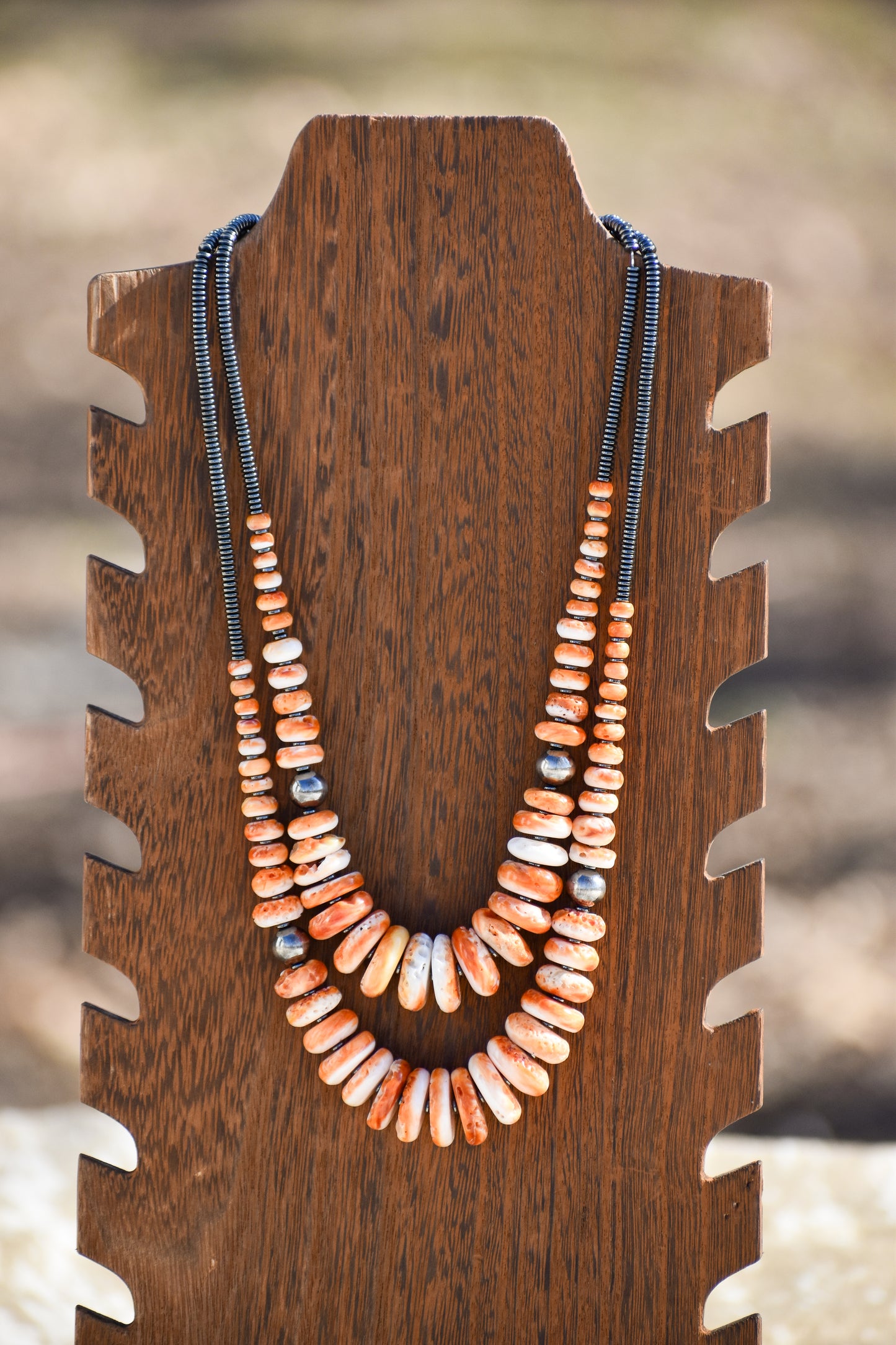 Orange Spiny Graduated Necklace