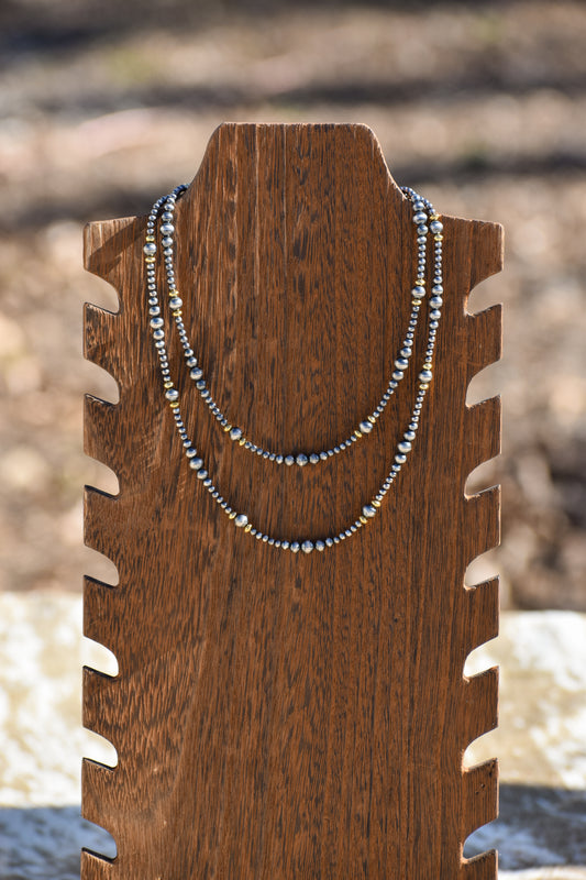 Graduated Mixed Metal Necklace