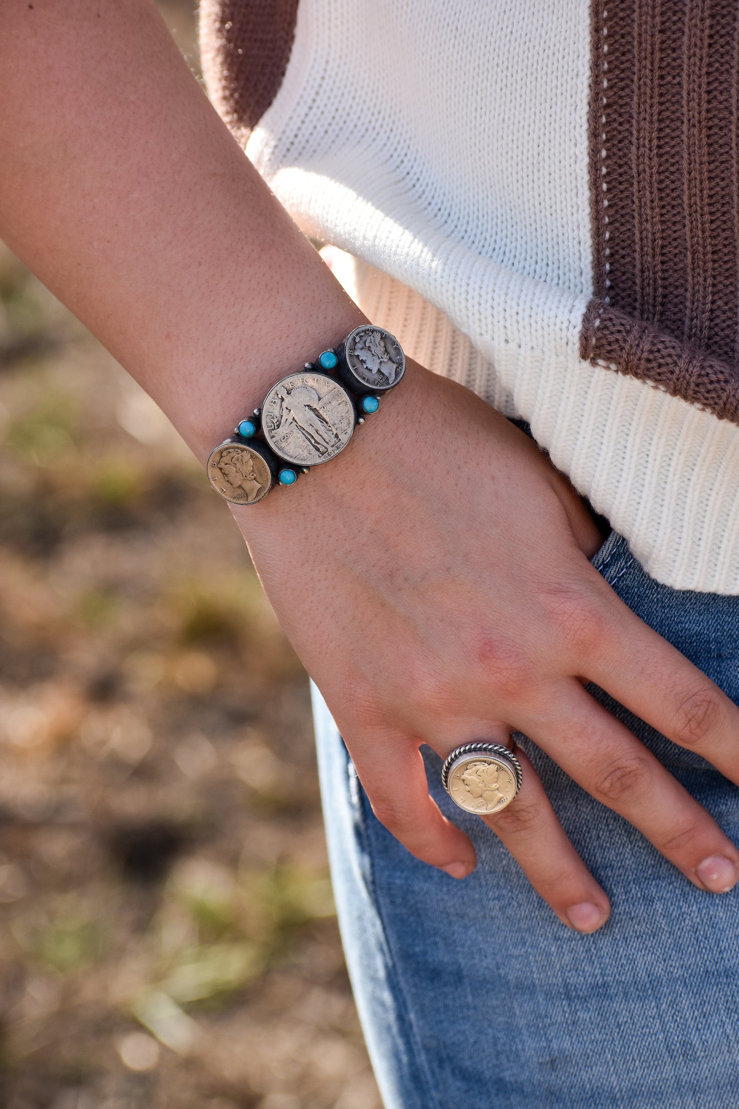 Liberty Coin & Turquoise Cuff