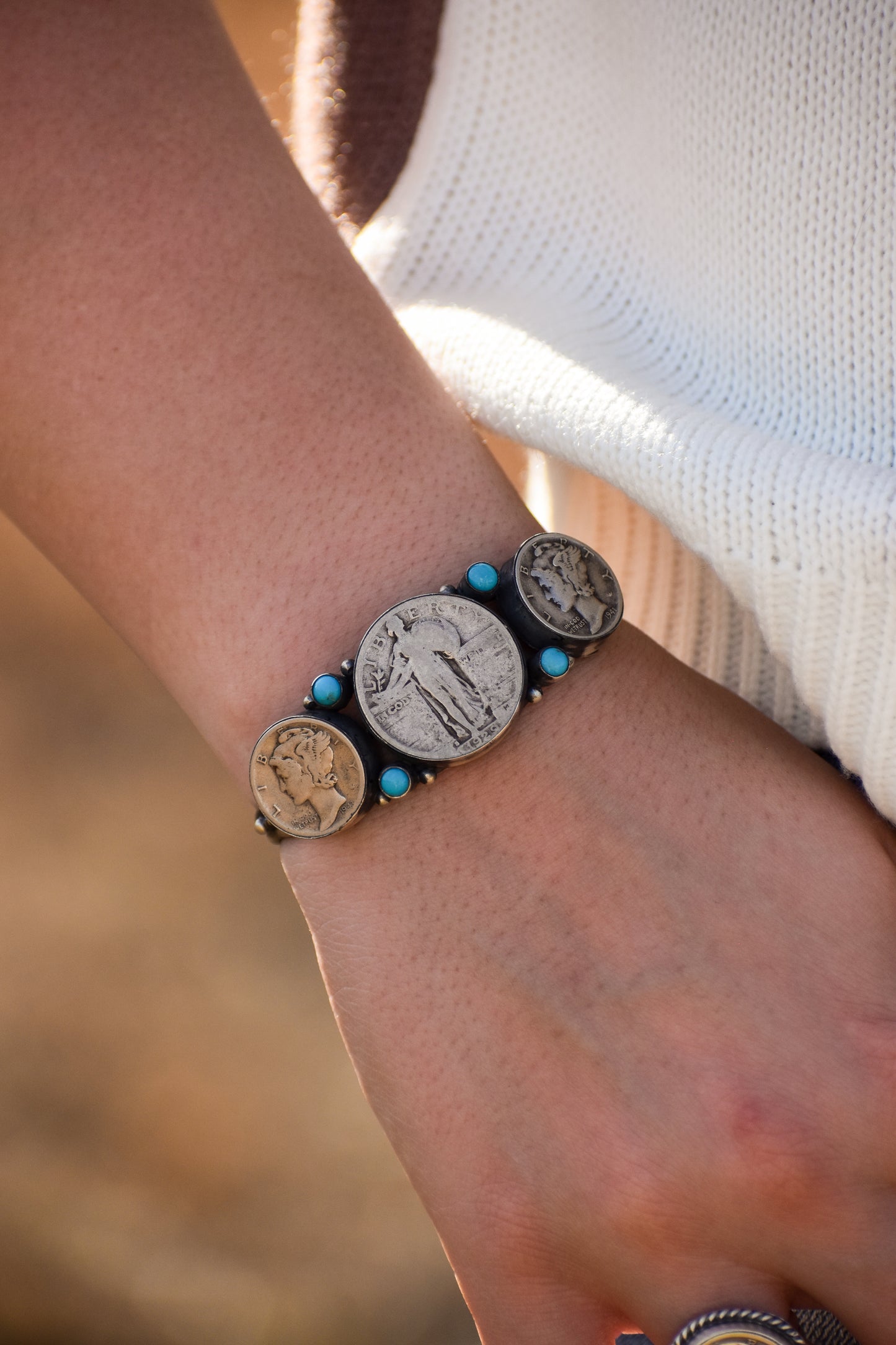Liberty Coin & Turquoise Cuff