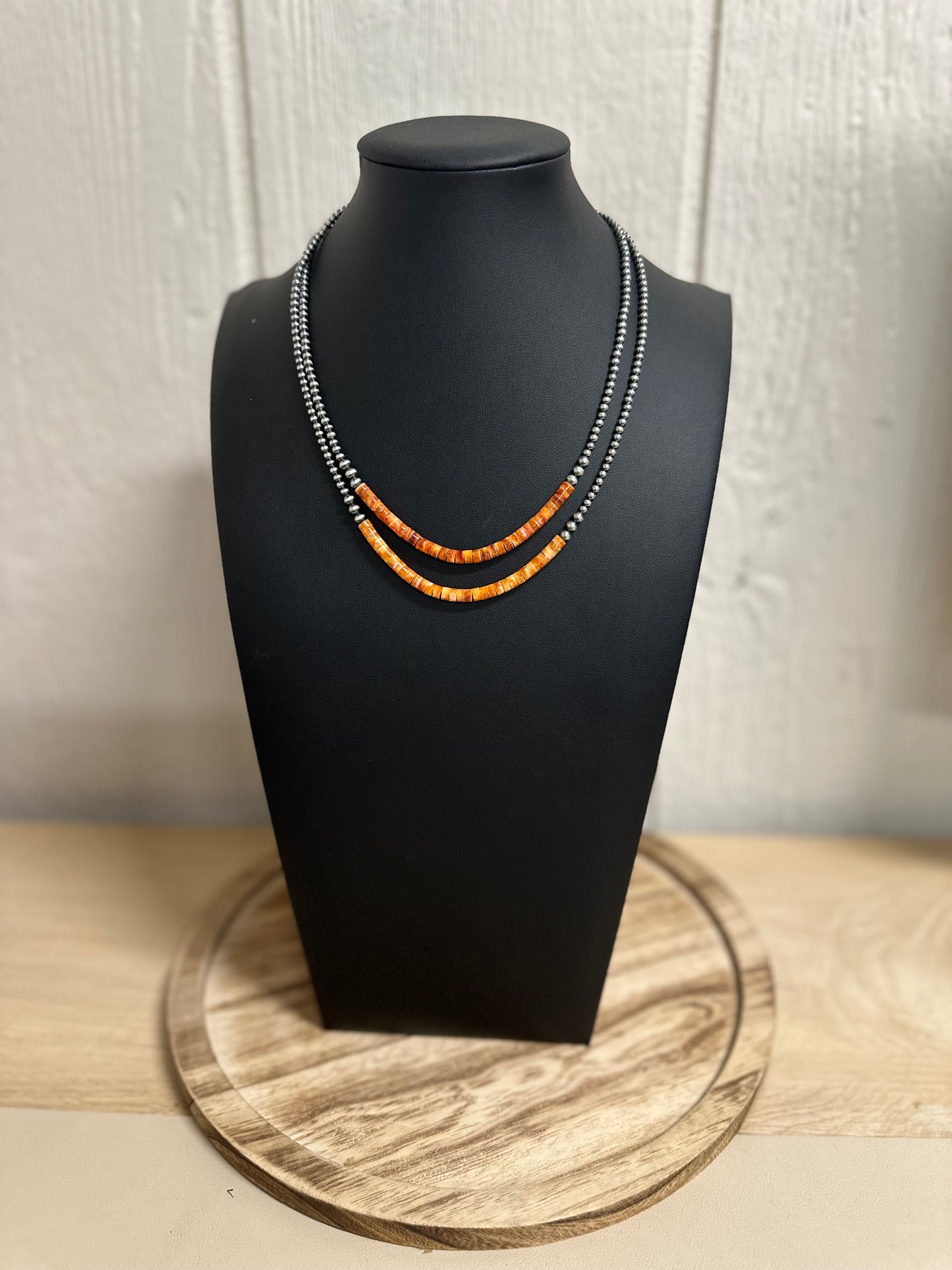 Orange Spiny & Pearl Necklace