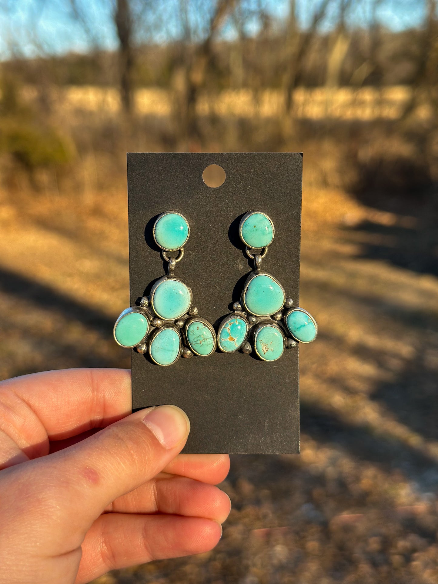 Turquoise Cluster Dangle Earrings