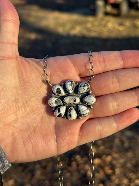 White Buffalo Cluster Necklace