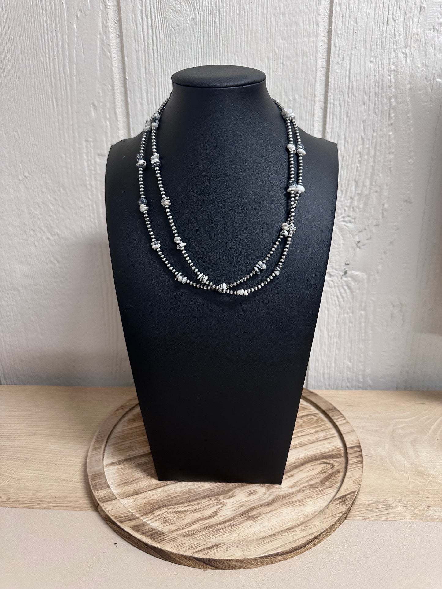 White Buffalo & Sterling Pearl Necklace