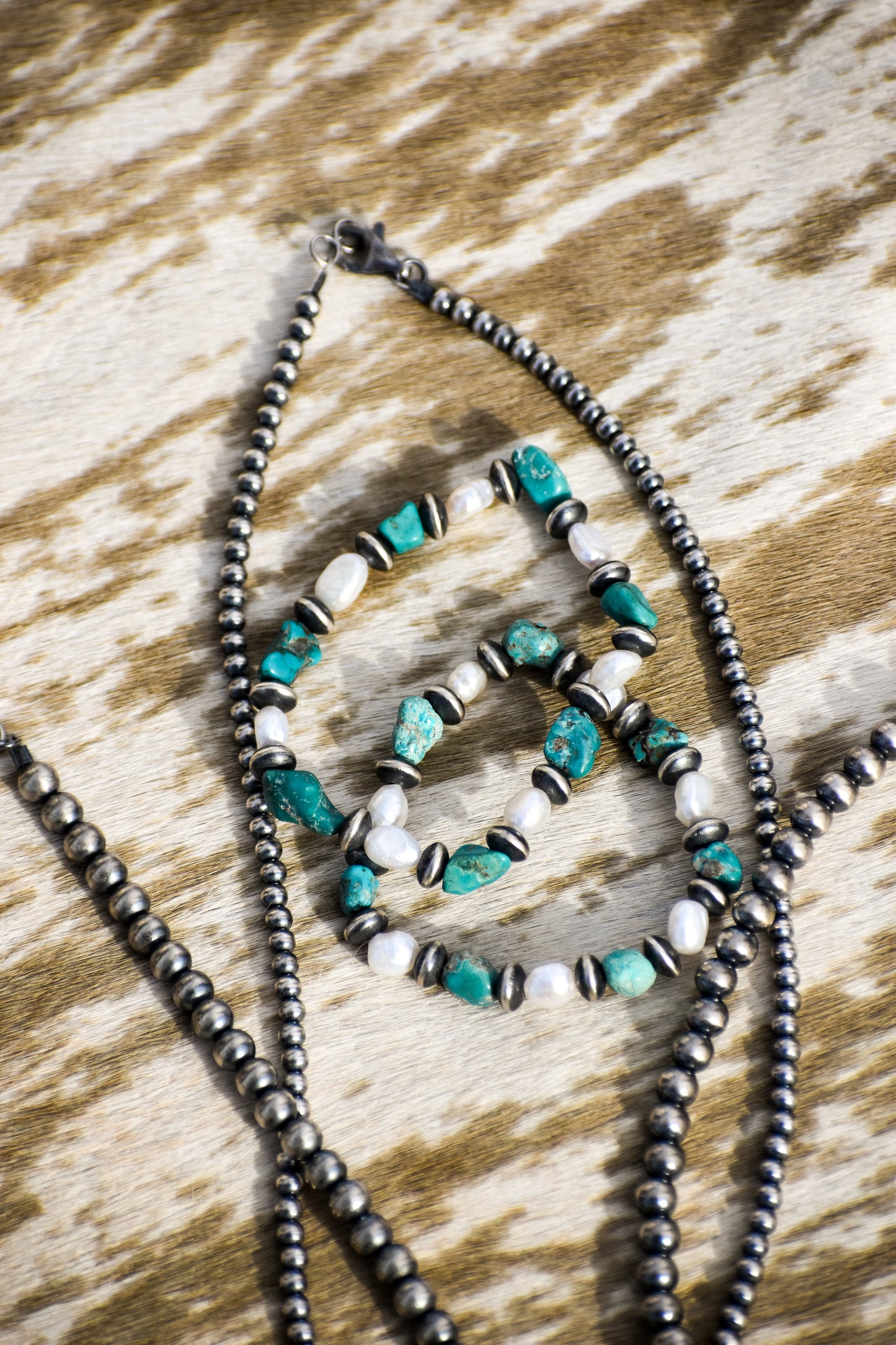 Turquoise & Freshwater Pearl Stretch Bracelet