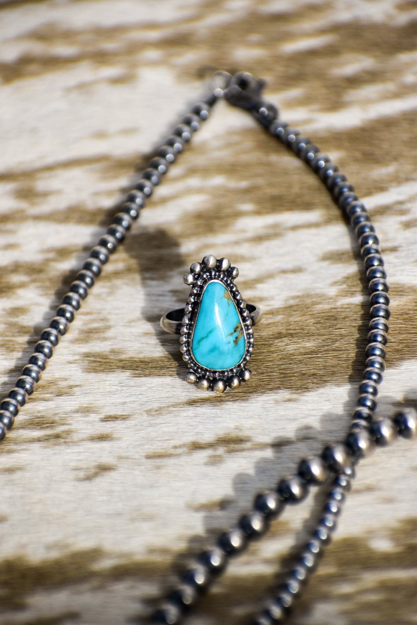 Turquoise Beaded Detail Ring